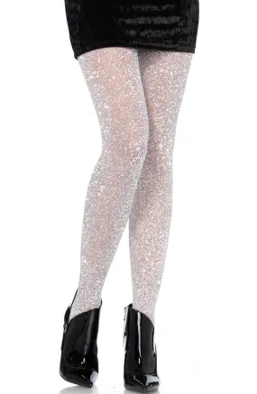 Silver grey tights with silver glitter