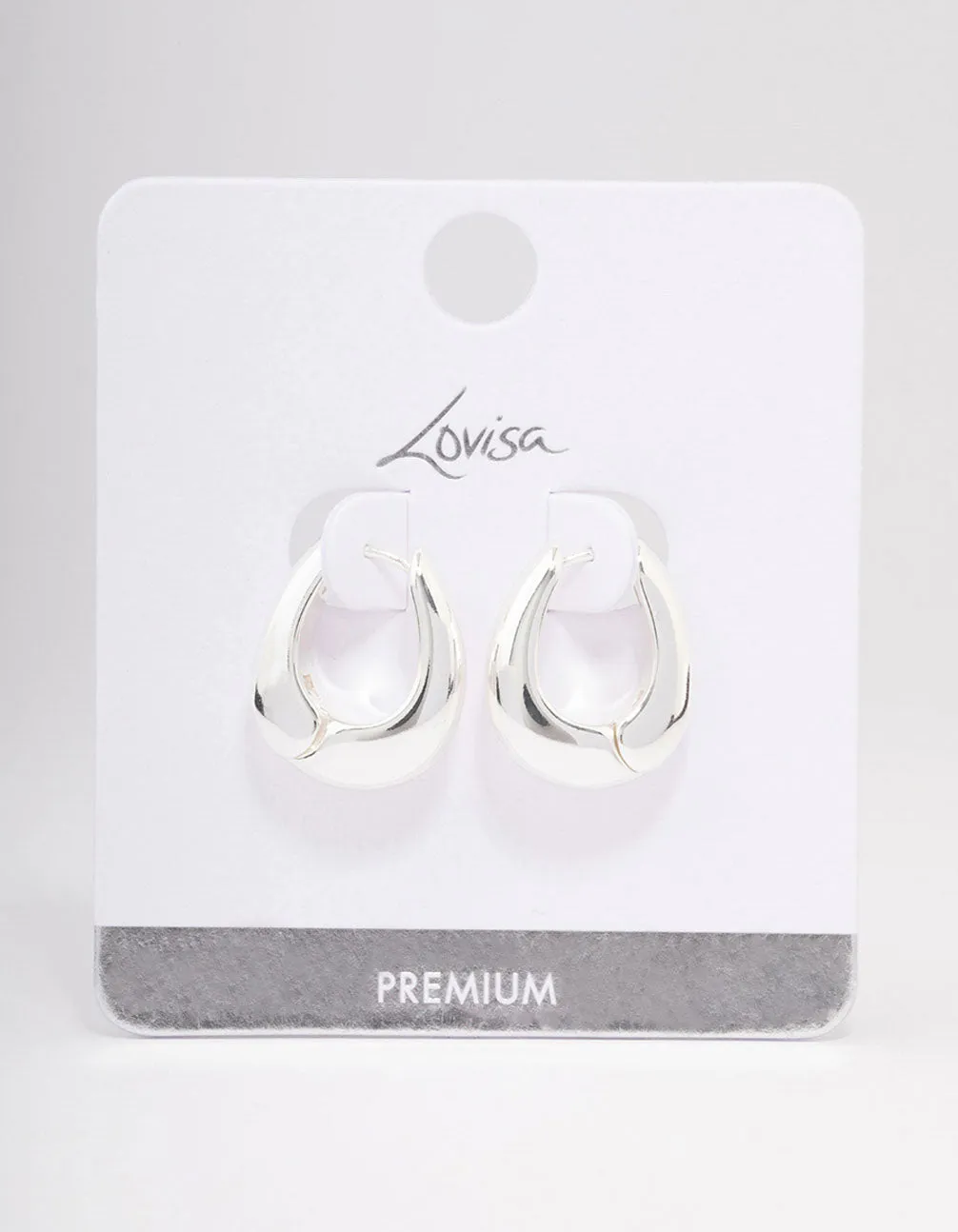 Silver Plated Chunky Oval Huggie Earrings