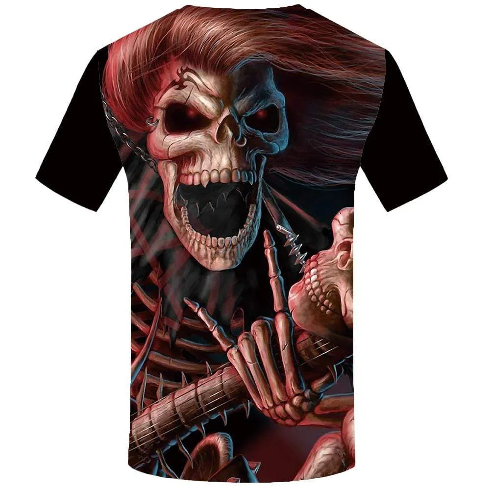 Skull T-shirts Men Skeleton Tshirt Anime Gothic T-shirt 3d Music T shirts Funny Red Tshirts Print Mens Fashion Graphic Unisex