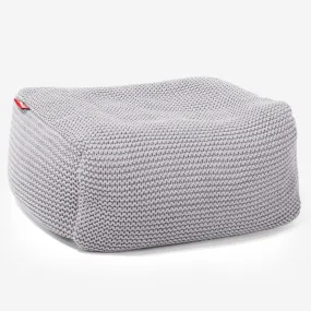 Small Footstool - Ellos Knitted Light Grey