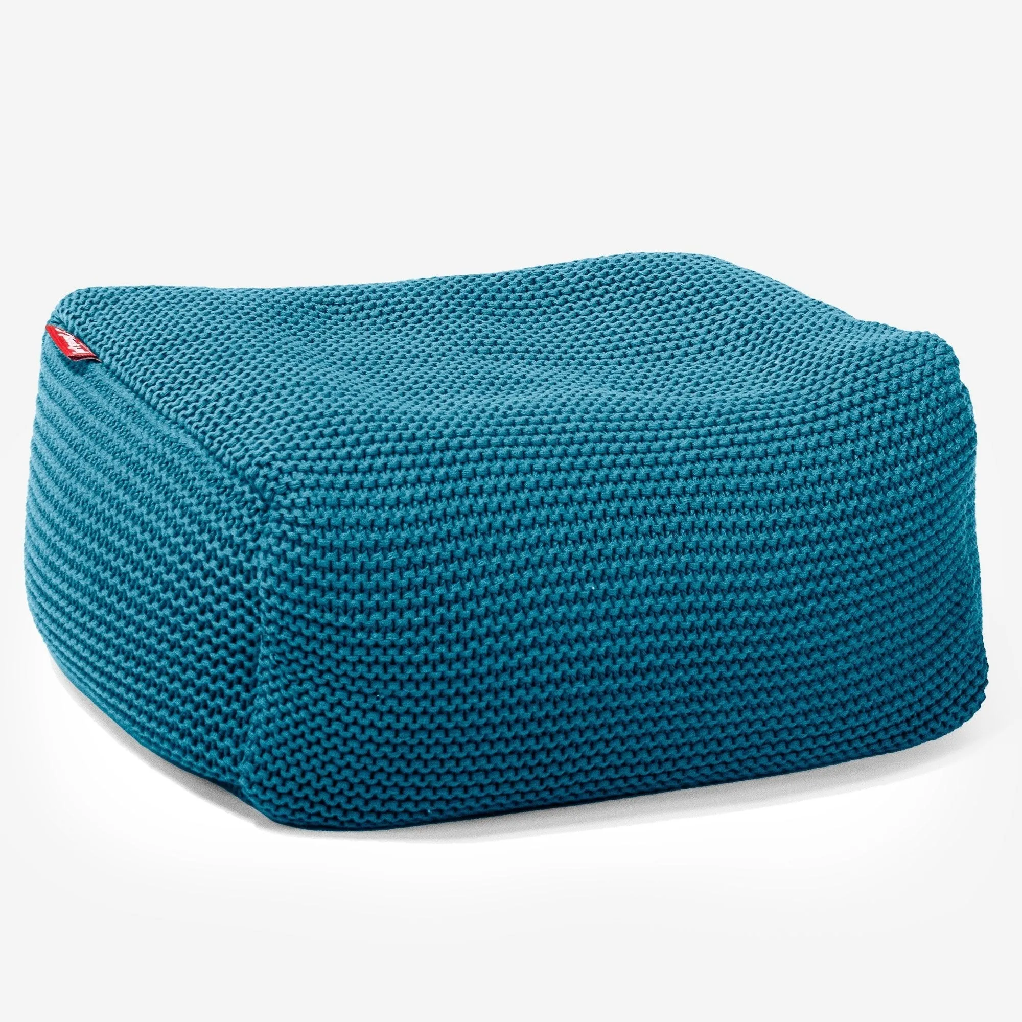 Small Footstool - Ellos Knitted Petrol Blue