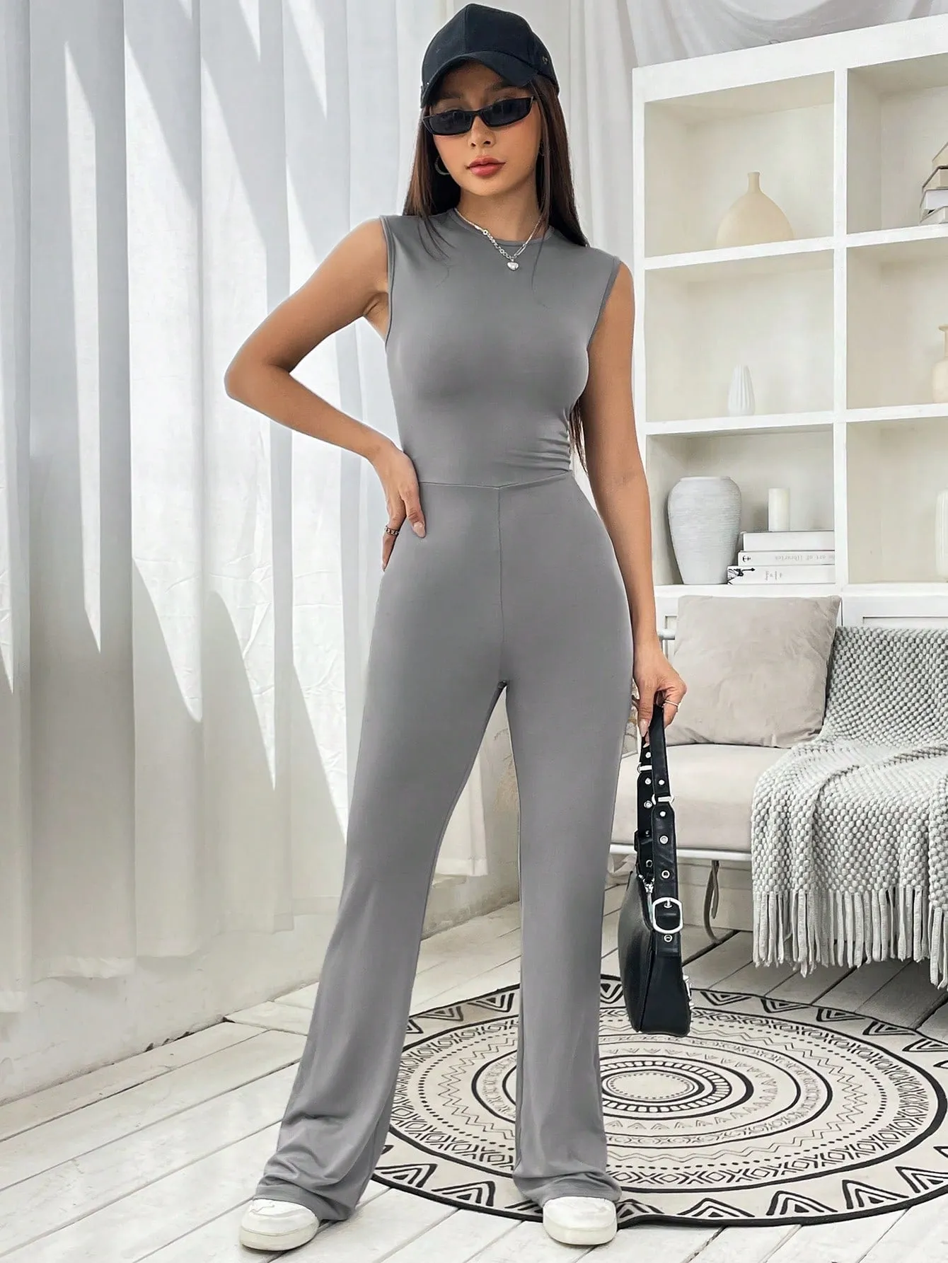 Solid Flare Leg Tank Jumpsuit SS23