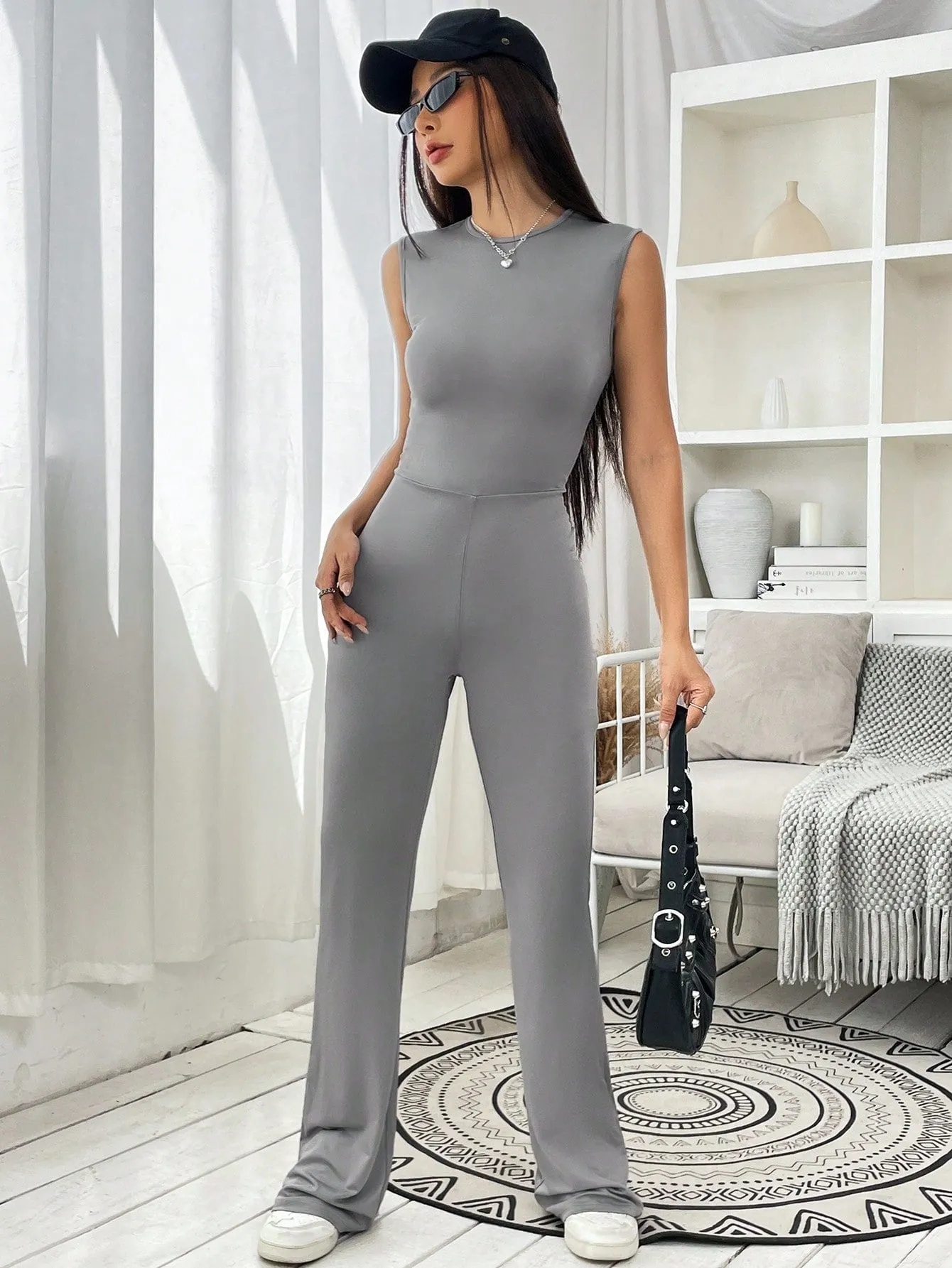 Solid Flare Leg Tank Jumpsuit SS23