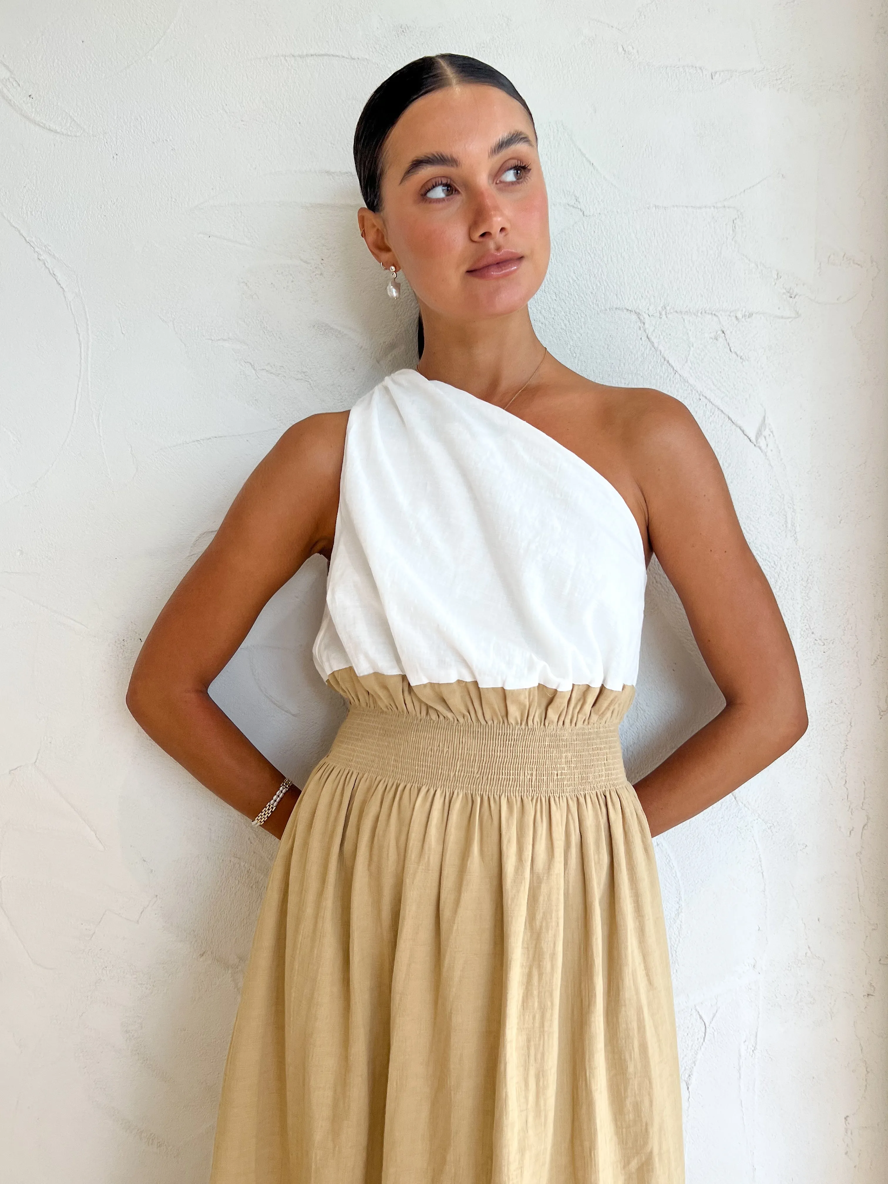 Sovere Reserve Midi Dress in Latte