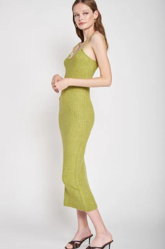 Spaghetti Strap Bodycon Knit Midi Dress