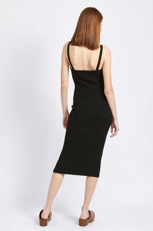 Spaghetti Strap Bodycon Knit Midi Dress