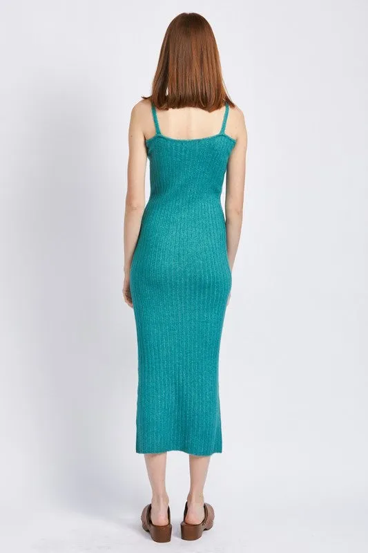 Spaghetti Strap Bodycon Knit Midi Dress