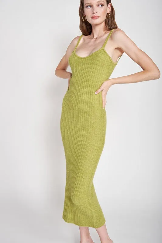 Spaghetti Strap Bodycon Knit Midi Dress