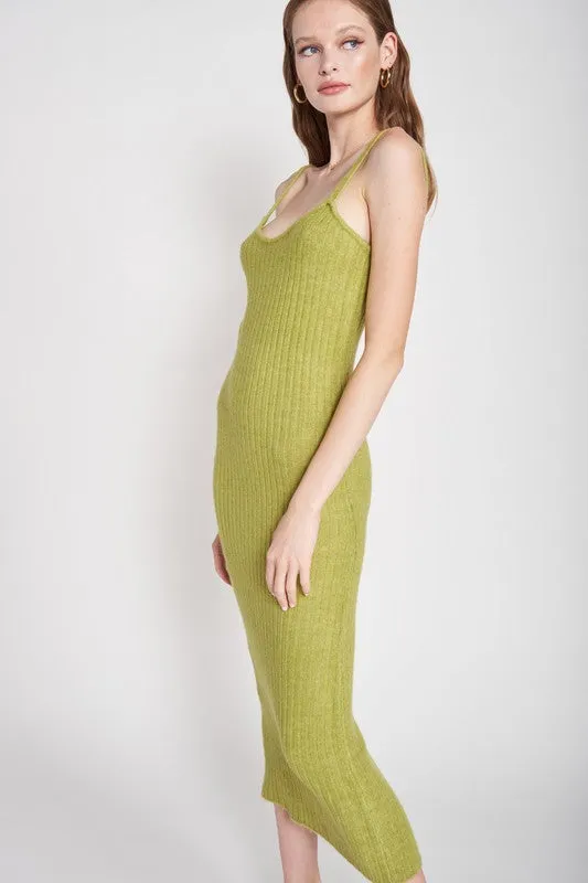 Spaghetti Strap Bodycon Knit Midi Dress