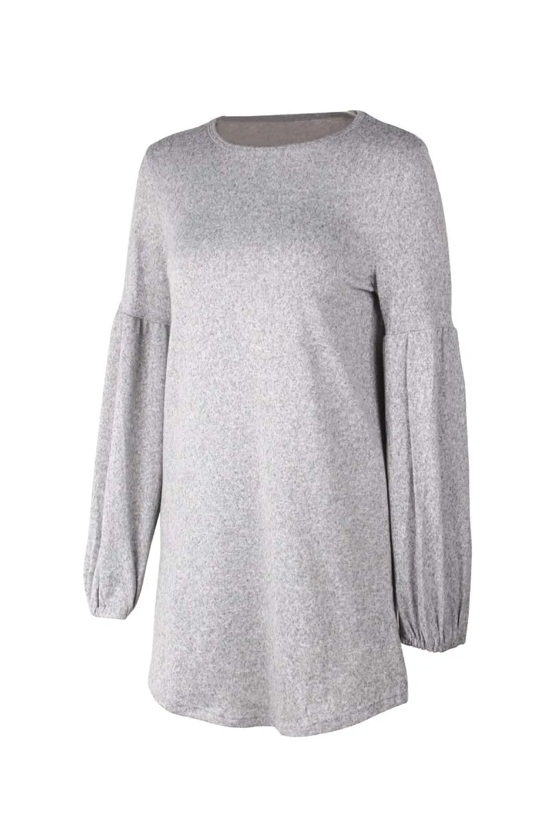 Stylish Leisure Women's O-neck Loose Knit Sweater Dress