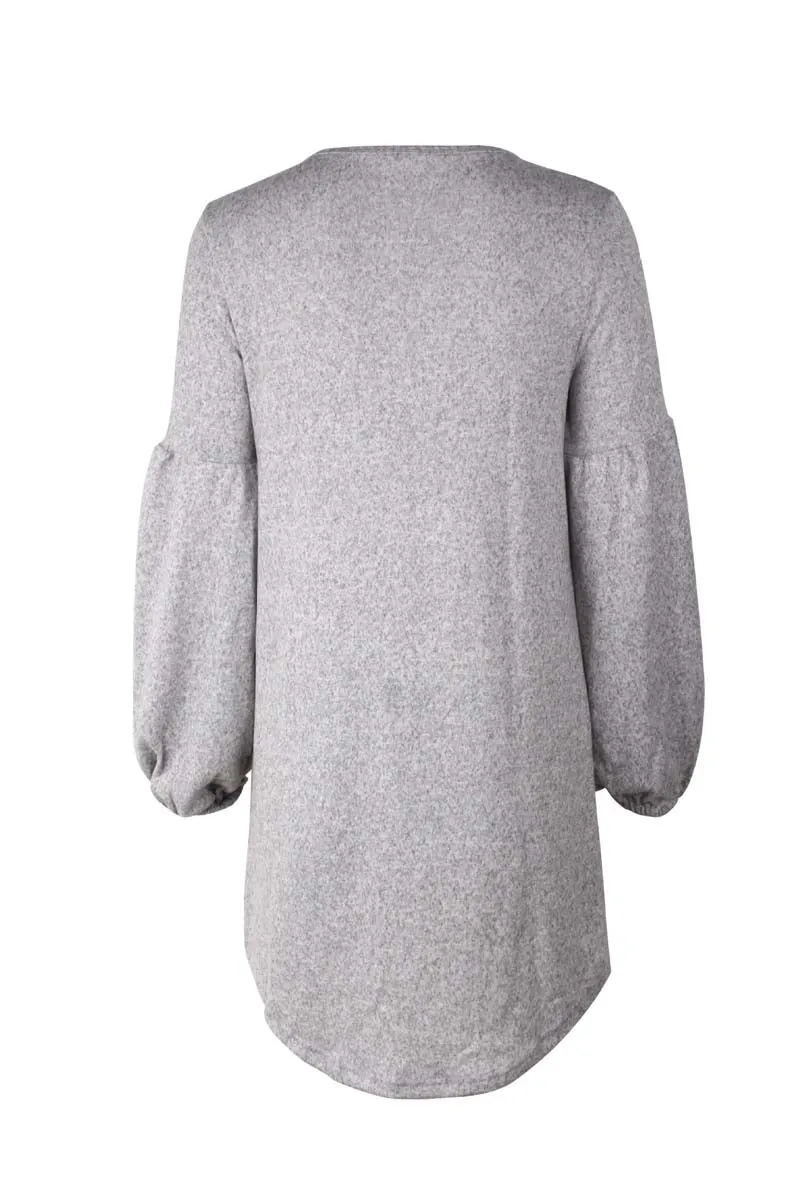 Stylish Leisure Women's O-neck Loose Knit Sweater Dress