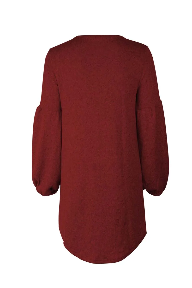 Stylish Leisure Women's O-neck Loose Knit Sweater Dress