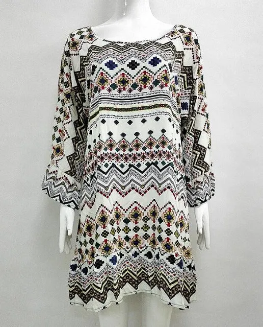 Summer Sundress Hippie Style Beach Long Sleeves Dress