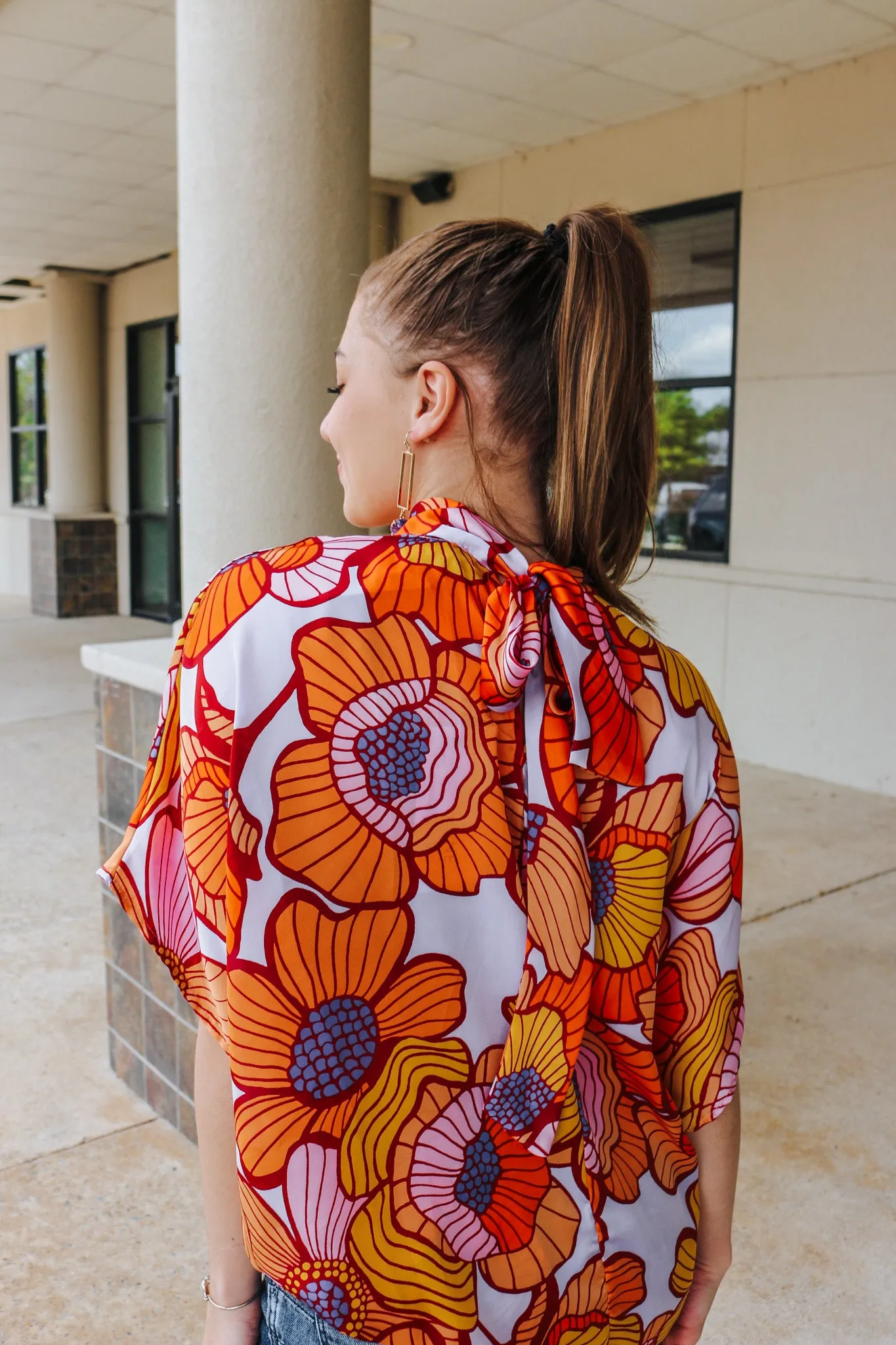 Take My Picture Orange London Grove Bloom Blouse