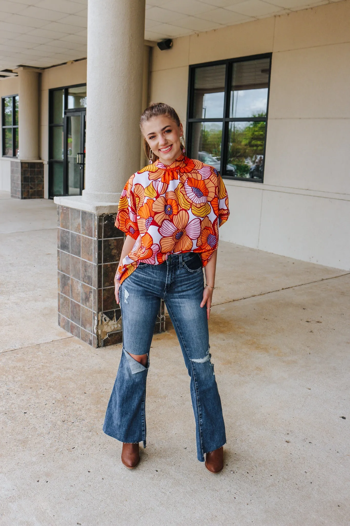 Take My Picture Orange London Grove Bloom Blouse