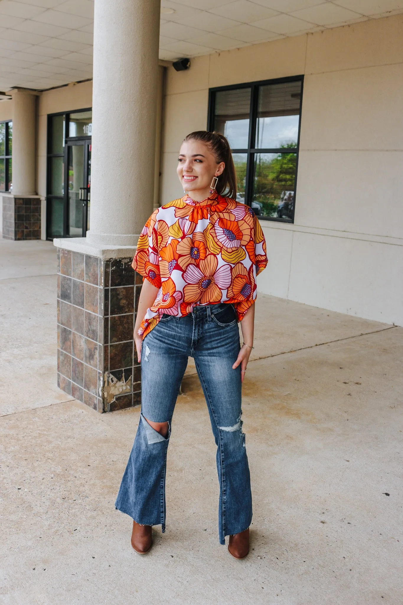 Take My Picture Orange London Grove Bloom Blouse