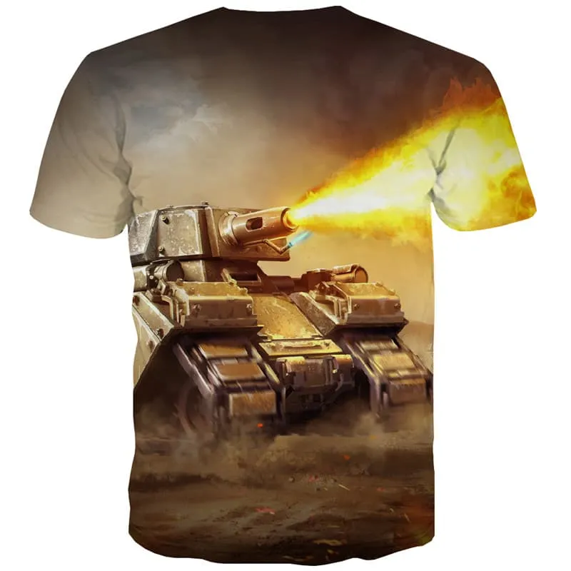 Tank T shirts Men Military T-shirts Graphic Flame Tshirts Novelty War Tshirt Printed