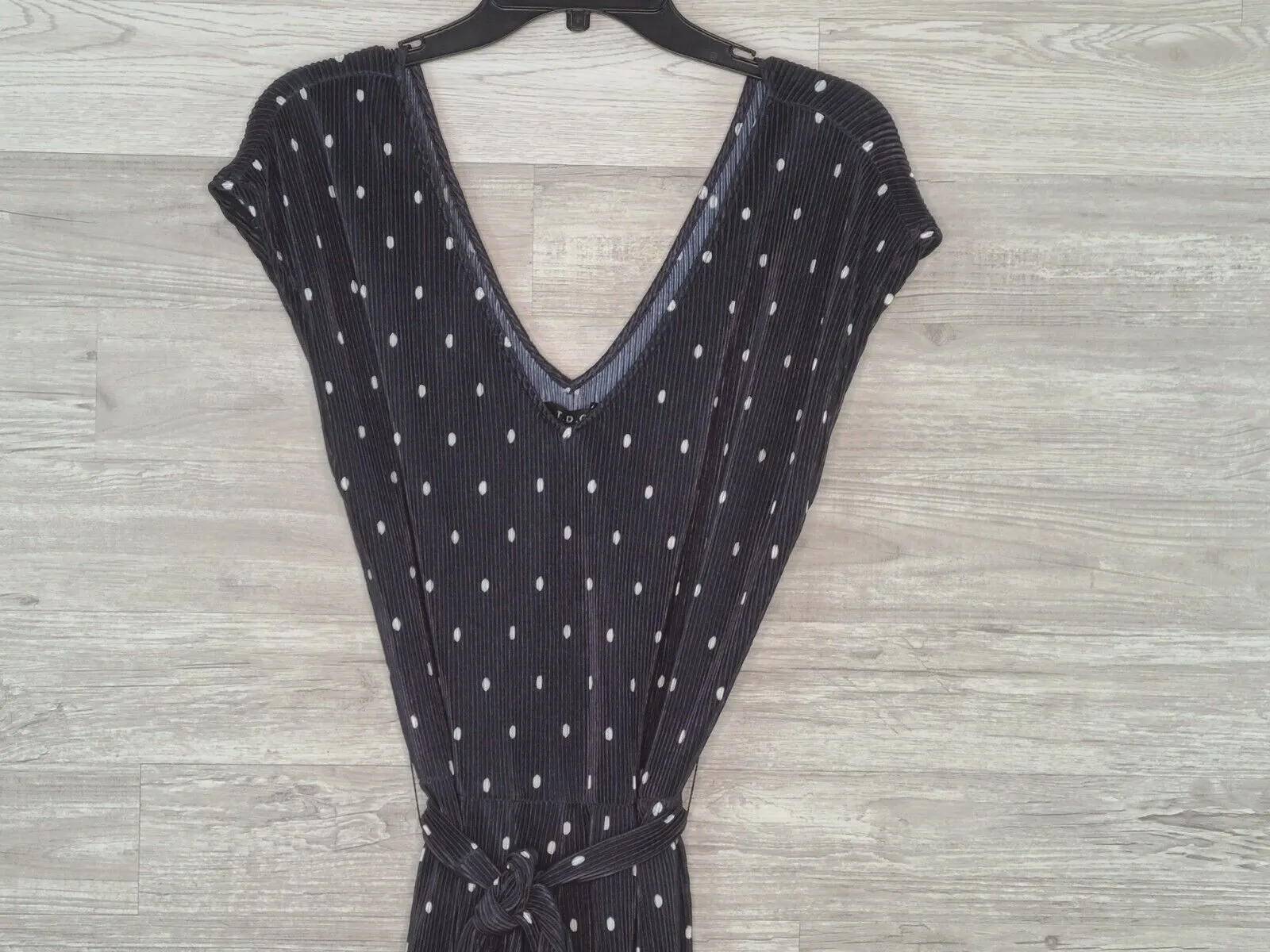 T.D.C. Topson Women's Black & White Polka Dot Belted Ribbed Jumpsuit Size XL