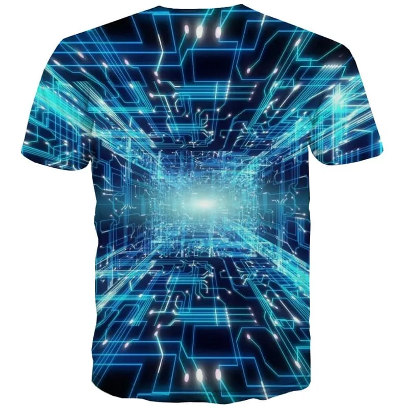 Technology T shirts Men Novel T-shirts Graphic Harajuku Shirt Print Blue Tshirt Printed