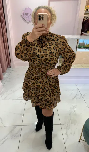 Terri Leopard Print Patterned Rara Dress