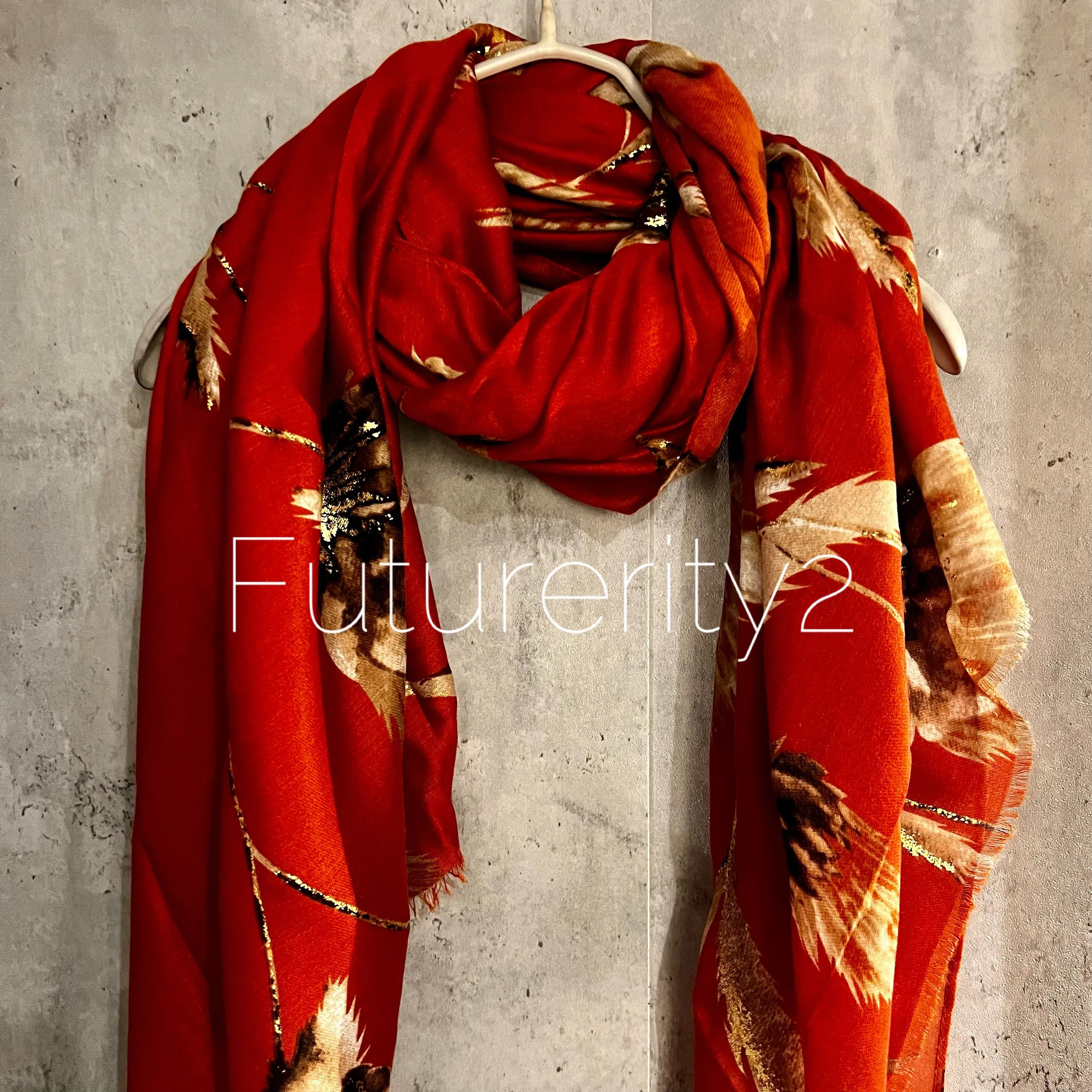 Thistle Flowers Gold Dusk Orange Cotton Scarf/Spring Summer Autumn Scarf/Scarf Women/Gift For Her Birthday Christmas/Gifts For Mum/UK Seller