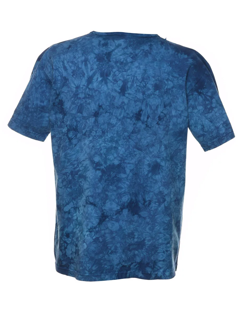 Tie Dye Design Blue Nautical Printed T-shirt - M