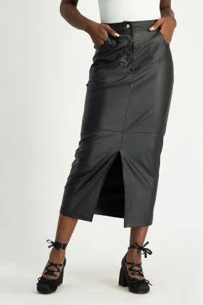 Tori Faux Leather Skirt - Black