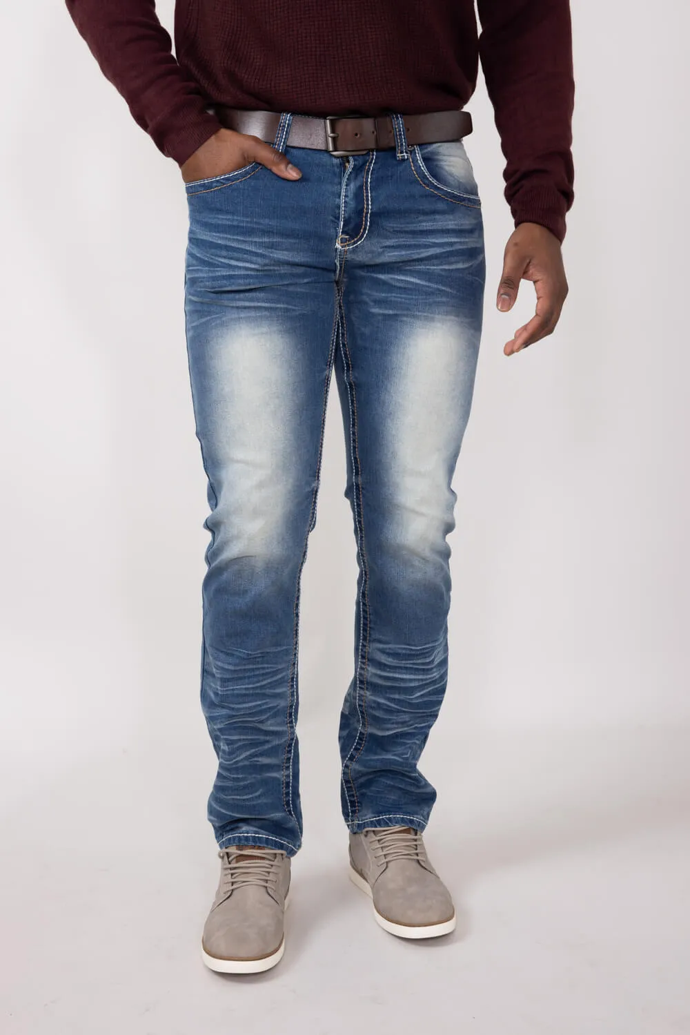 True Luck Calvin Straight Jeans for Men in Medium Wash | TL24010512