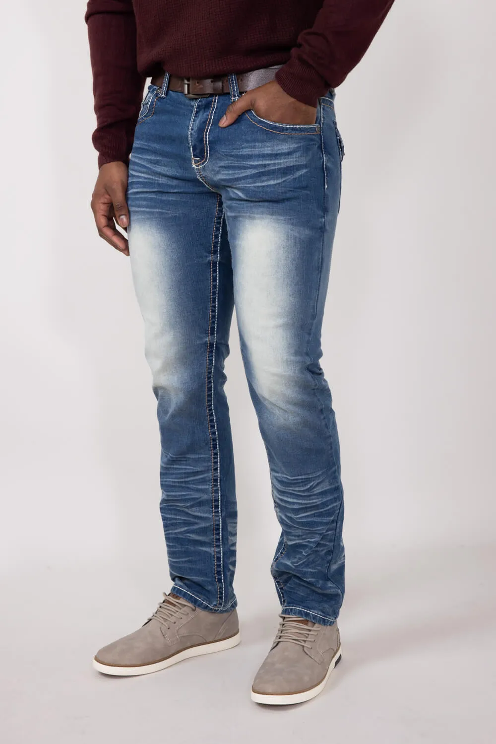 True Luck Calvin Straight Jeans for Men in Medium Wash | TL24010512