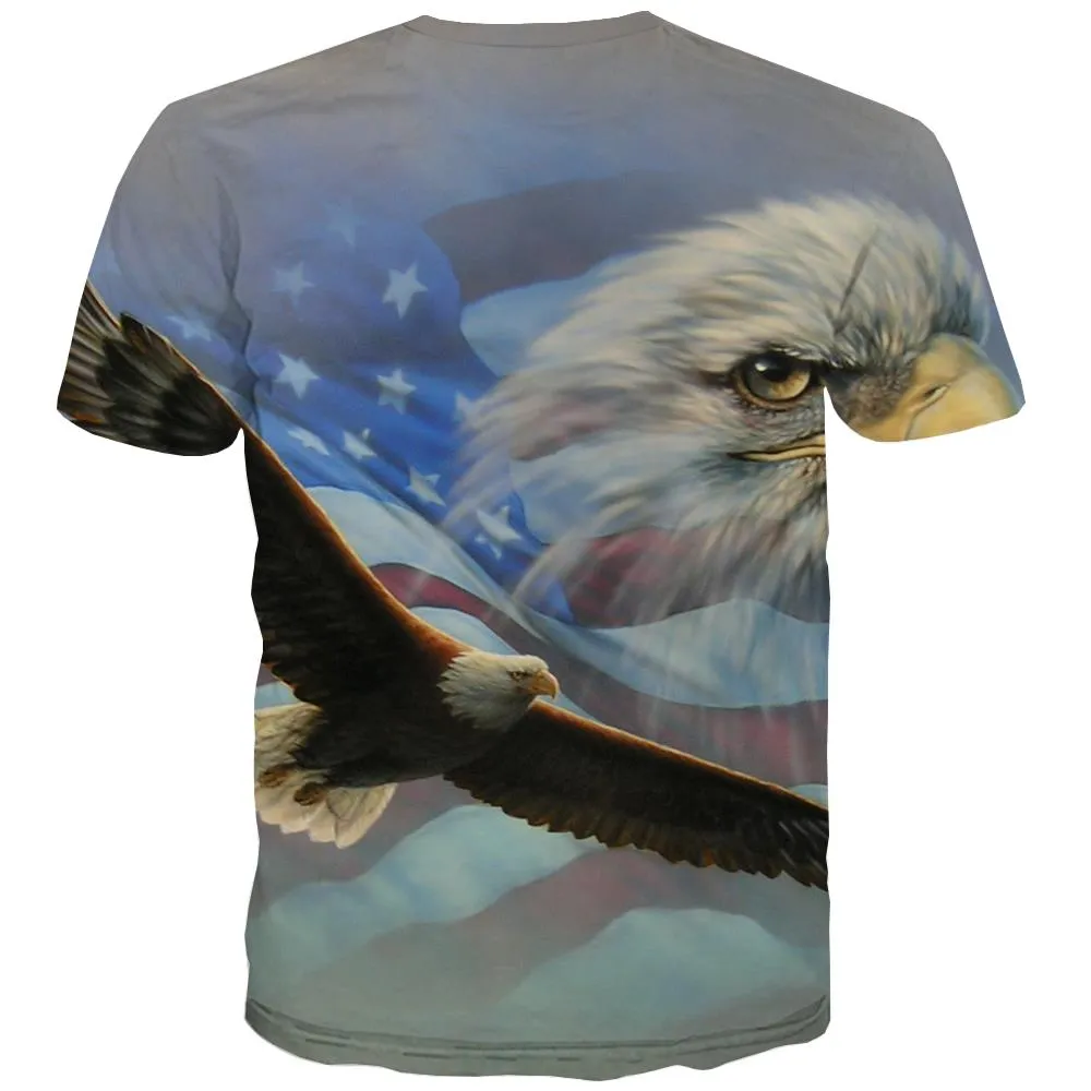 USA T-shirt Men Animal Tshirts Casual Raptor T-shirts 3d Fly Tshirt Anime Eagle Tshirts Novelty