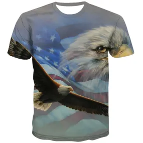 USA T-shirt Men Animal Tshirts Casual Raptor T-shirts 3d Fly Tshirt Anime Eagle Tshirts Novelty