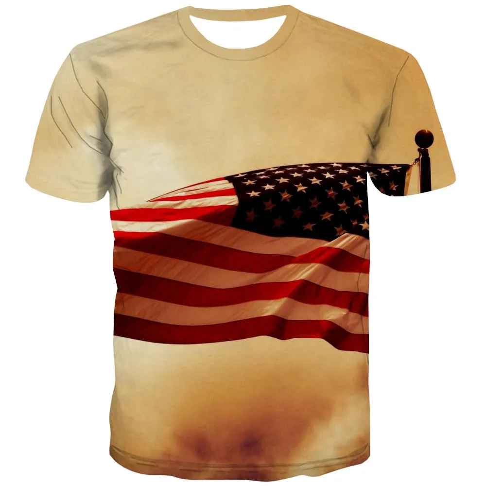 USA T shirts Men Flag T-shirts 3d Statue Shirt Print Country Tshirts Cool