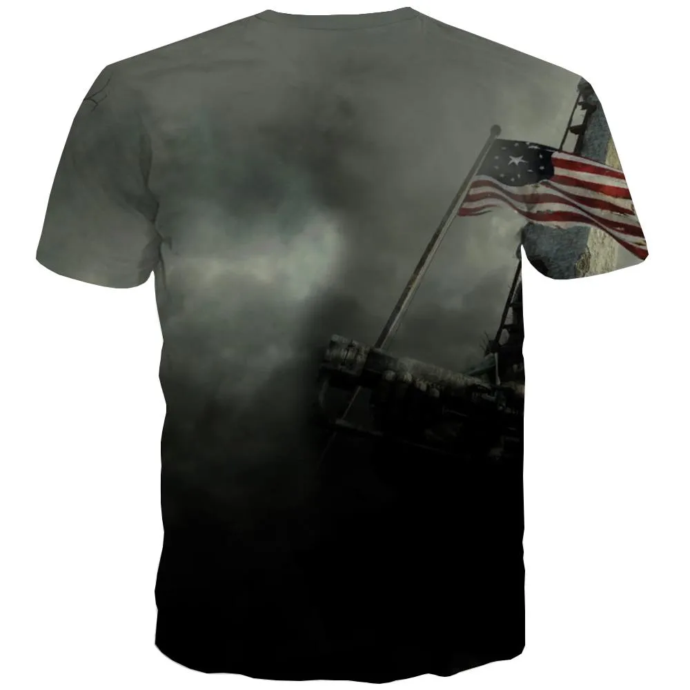 USA T shirts Men Flag Tshirts Novelty Statue Tshirts Casual Country T-shirts 3d