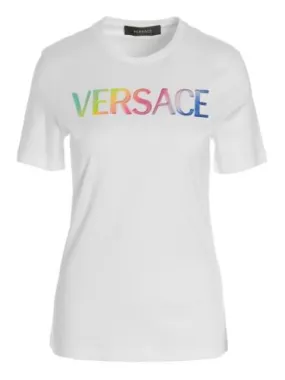 Versace Versace Rainbow-Logo Crewneck T-Shirt White Size 38 US 2