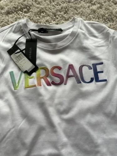 Versace Versace Rainbow-Logo Crewneck T-Shirt White Size 38 US 2