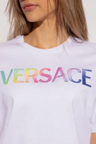 Versace Versace Rainbow-Logo Crewneck T-Shirt White Size 38 US 2