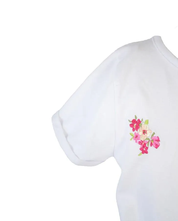 White Top with Floral Embroidery Detail