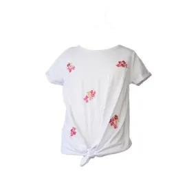 White Top with Floral Embroidery Detail