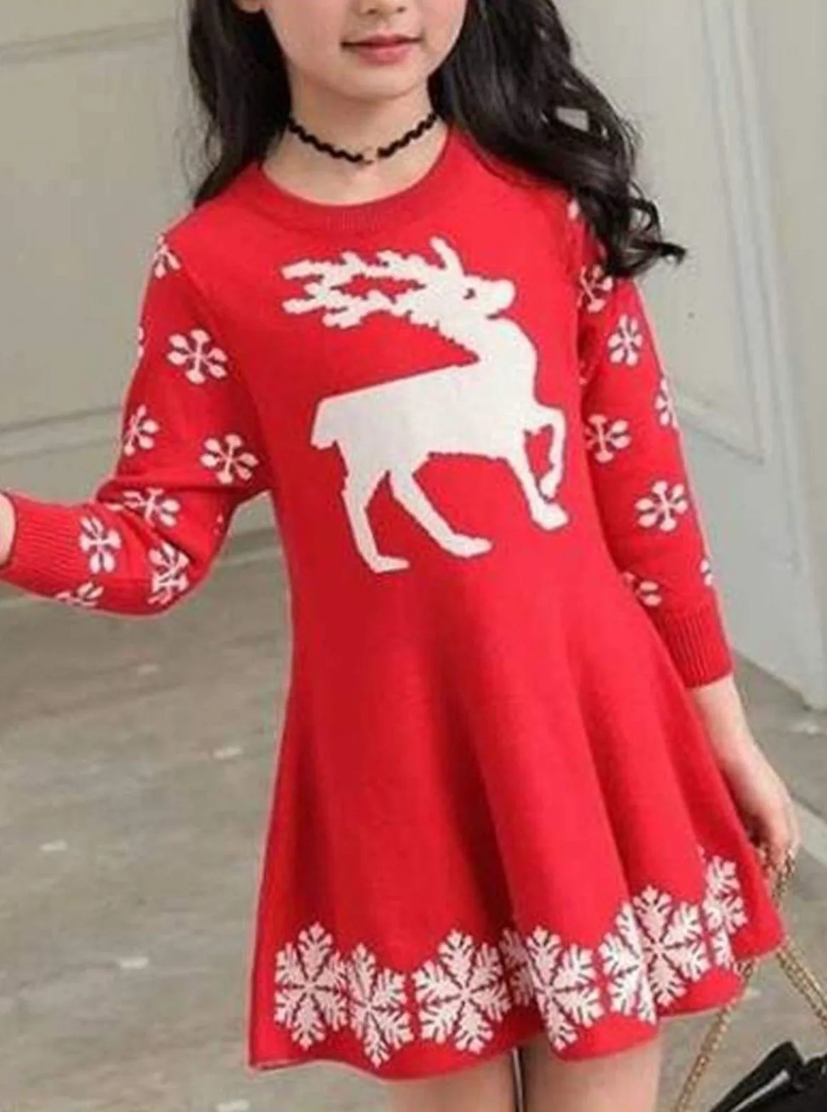 Winter Reindeer Sweater Knit Dress