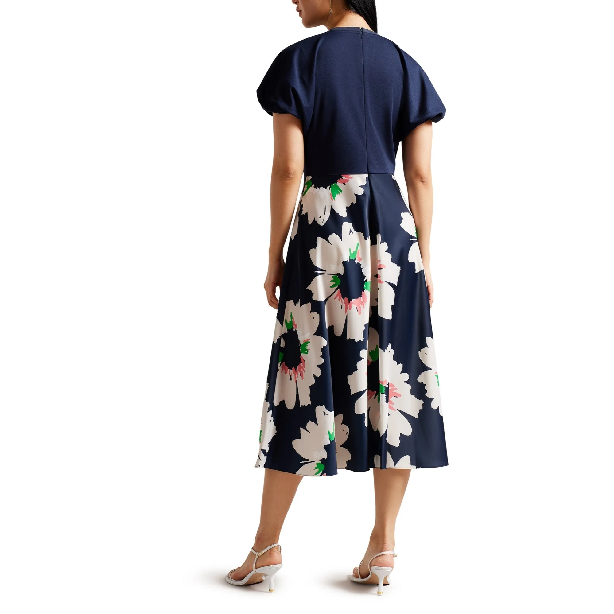 Women Wmd-Daysiah-Ponte Top With Midi Skirt Dress - Dk-Navy