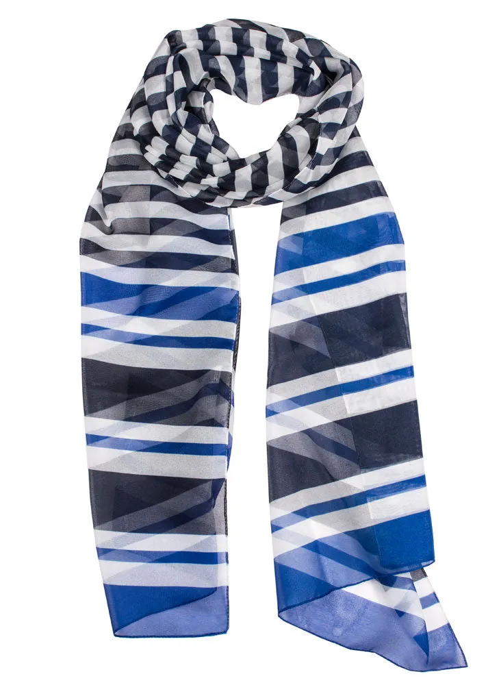 Women's Contrast Stripe Print Lightweight Scarf