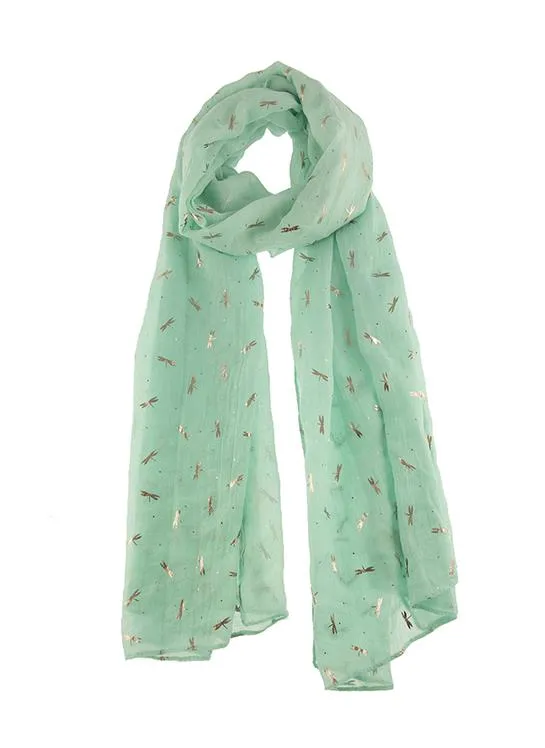 Women's Dragonfly Foil Print Lightweight Scarf