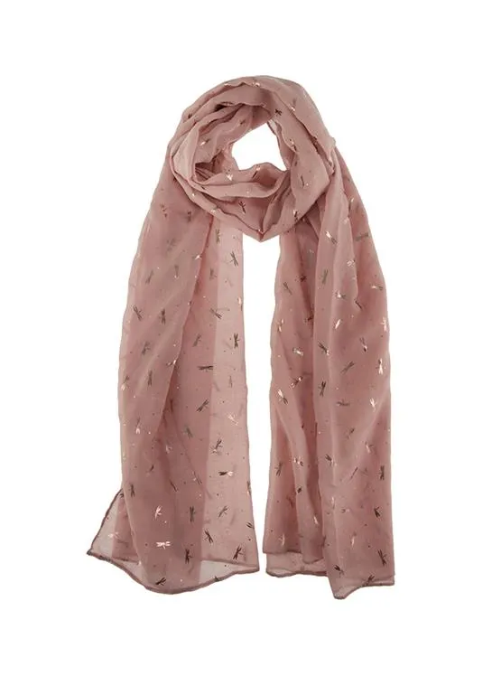 Women's Dragonfly Foil Print Lightweight Scarf