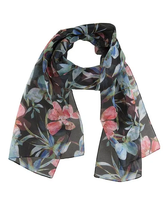 Women's Tropical Flowers Print Lightweight Scarf