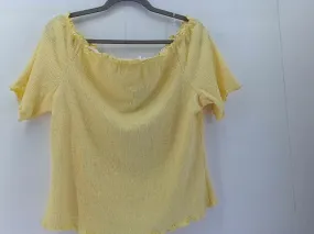 Women's Yellow Stretch Strap Short Sleeve Top XLarge