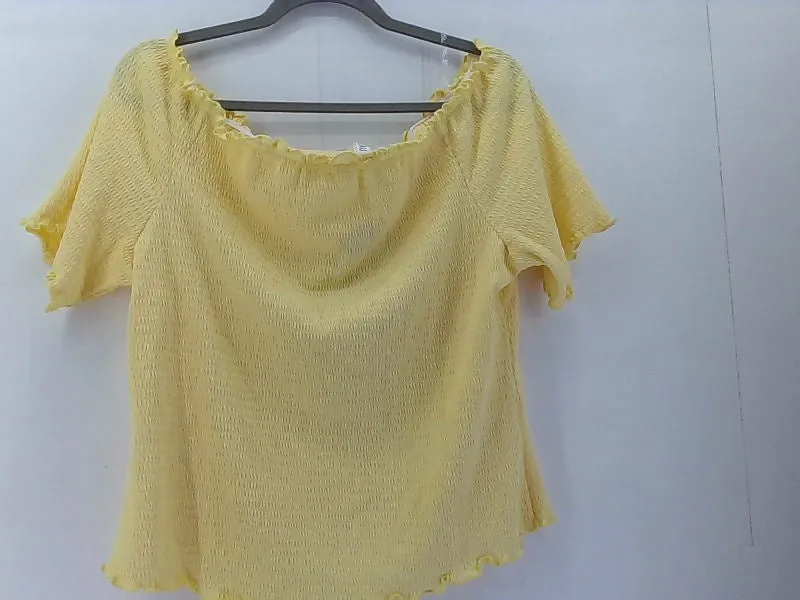 Women's Yellow Stretch Strap Short Sleeve Top XLarge