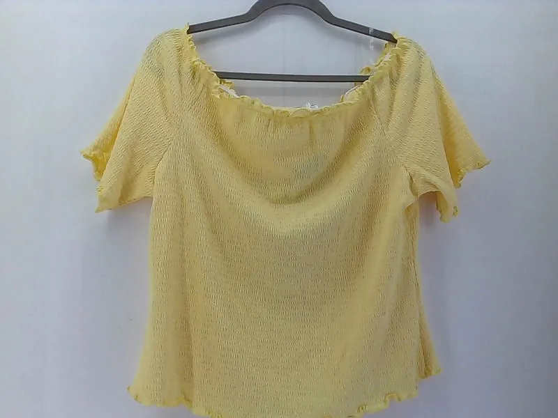 Women's Yellow Stretch Strap Short Sleeve Top XLarge