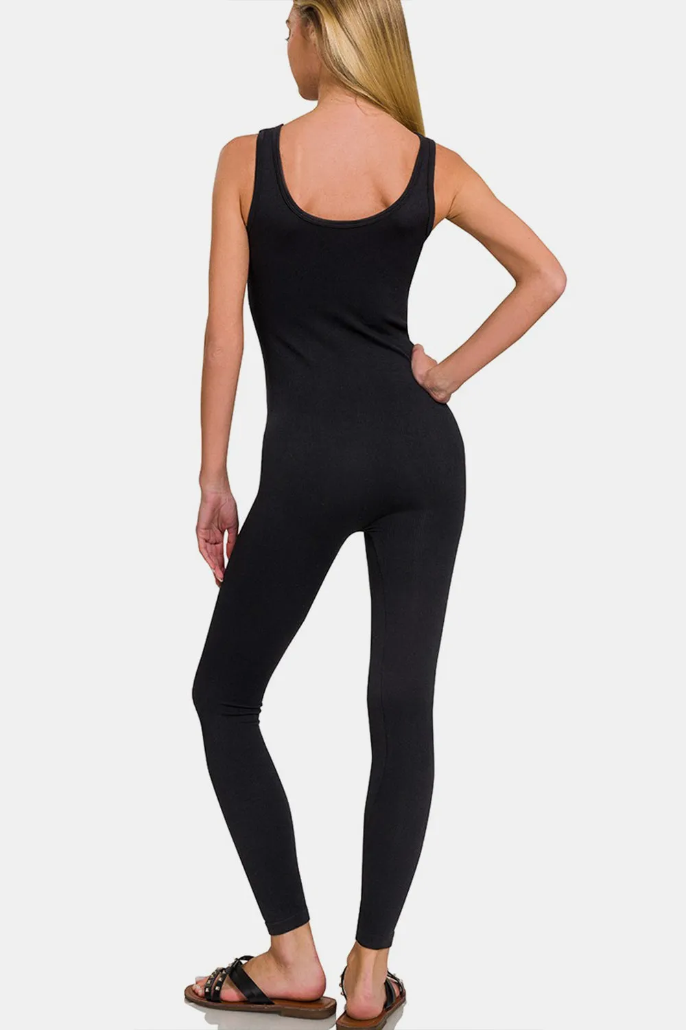 Women's Zenana Ribbed Bra Padded Sports Seamless Jumpsuit