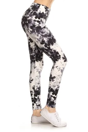 Yoga Waist 3" Abstract Flower Print  Leggings