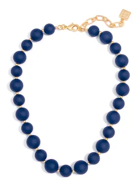 Zenzii Chunky Matte Beaded Necklace - Navy